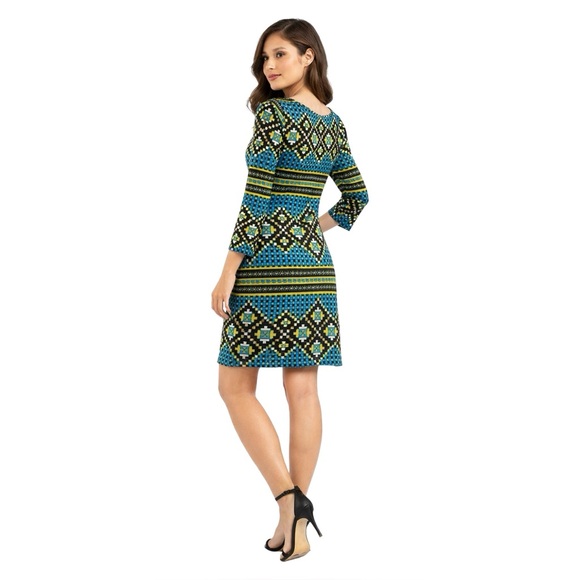 Plenty by Tracy Reese Lisette Geometric Aztec Shift Dress – Petite Small (PS) - Picture 3 of 7